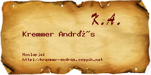 Kremmer András névjegykártya